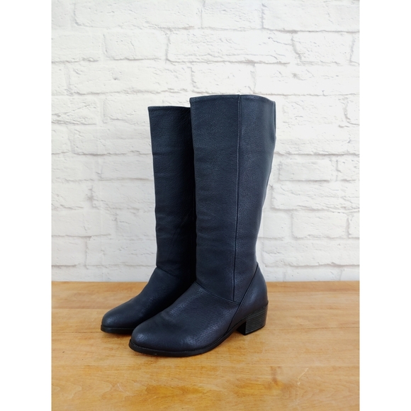 blue leather riding boots